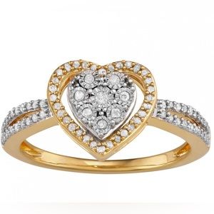 NWOT 0.23 CTW Diamond 14K Rose Gold Over 925 Sterling Silver Heart Ring Size 7